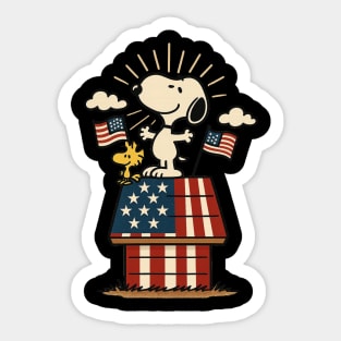 Peanuts - Snoopy And Woodstock USA Wood House Sticker